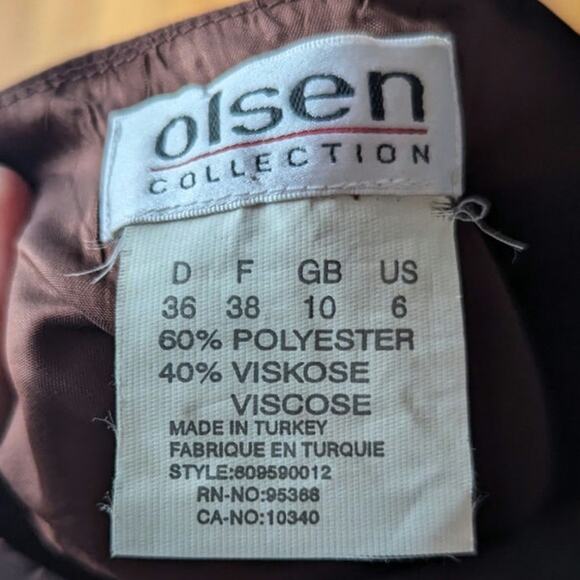 90's Olsen Collection Skirt US 6 brown blue damask color shift - Picture 2 of 7